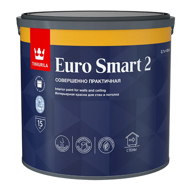 Краска интерьерная EURO SMART 2 A гл/мат 2,7л