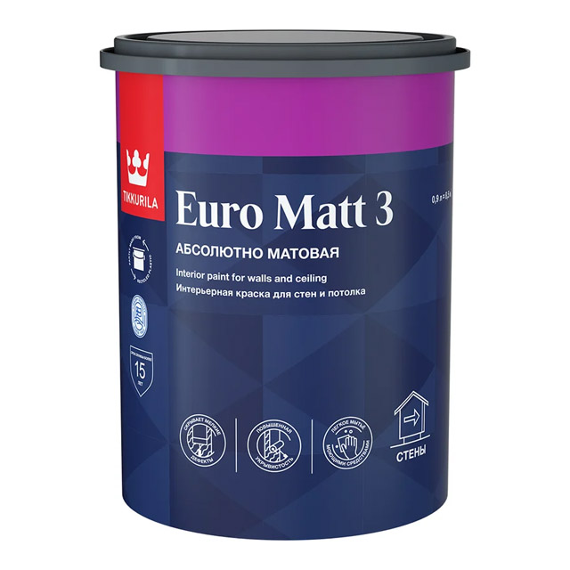 Краска интерьерная EURO MATT 3 A гл/мат 0,9л